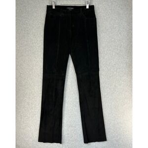 Y2K Kenneth‎ Cole New York Black Suede Leather Pants Straight Leg Womens Size 2